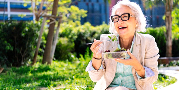 Lady enjoys salad